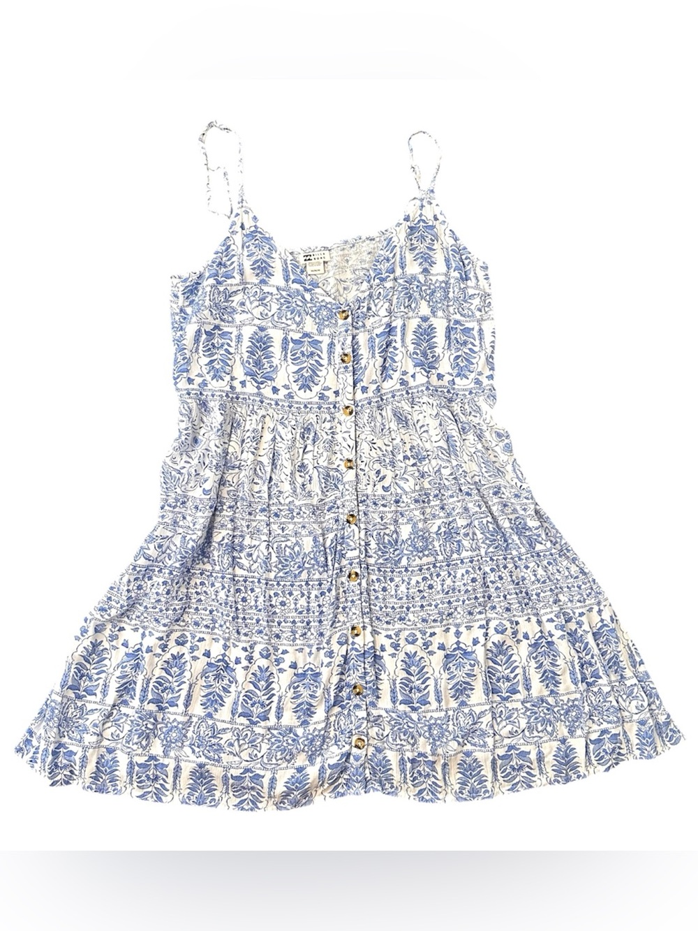 Billabong White and Blue Printed Mini Dress